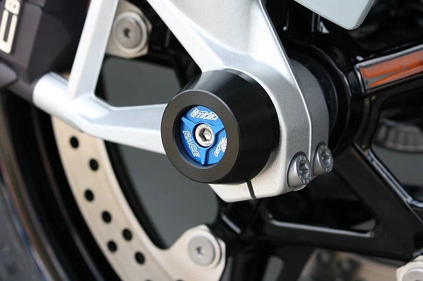 Слайдеры оси переднего колеса мотоцикла GSG с синими анодированными вставками 29E-33E-O